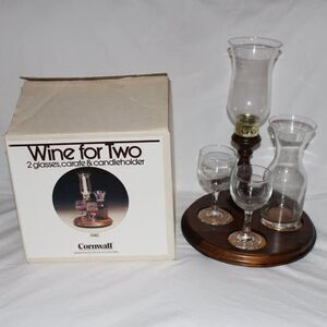 Cornwall "Wine for Two" Set - 2 glasses, wine carafe & candleholder